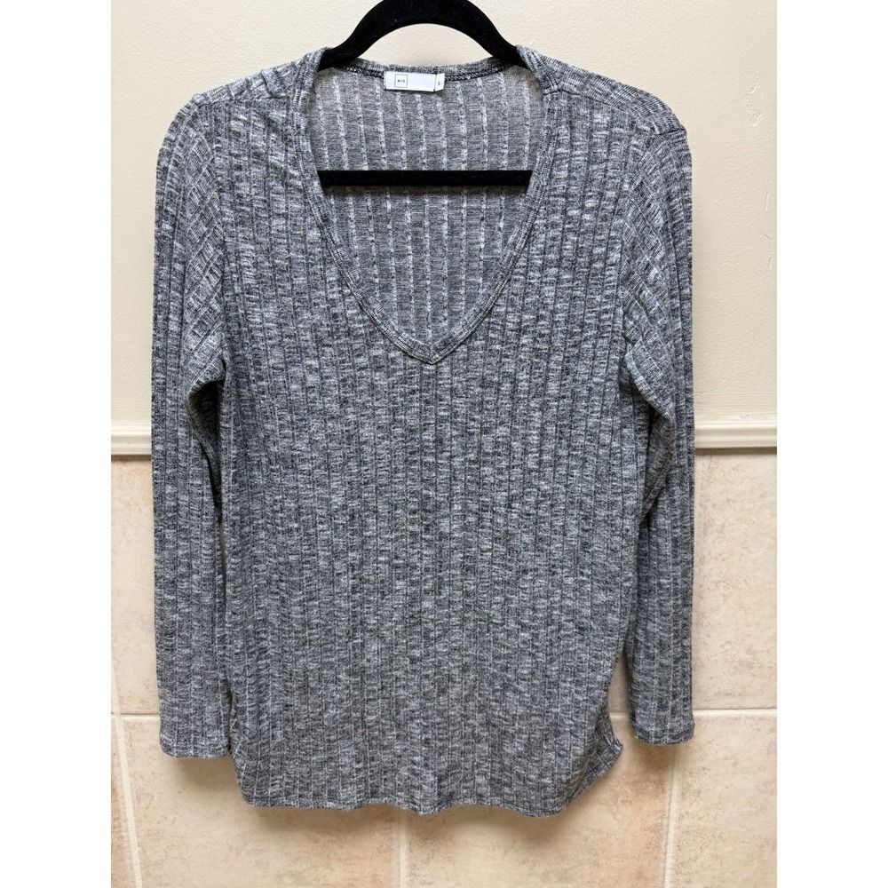 M C Michelle By Comune Grey Ribbed Long Sleeve Sweater. Womens. Sz S - Picture 2 of 11